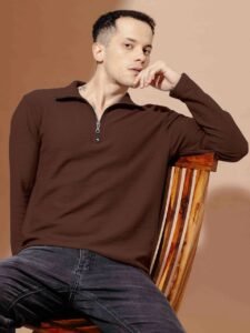 M size Polo Neck Polycotton Brown T-Shirt